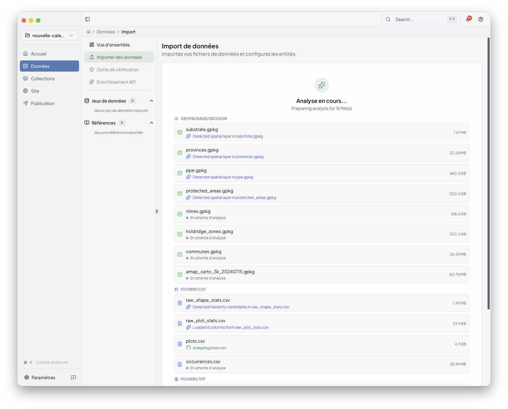 Import analysis progress