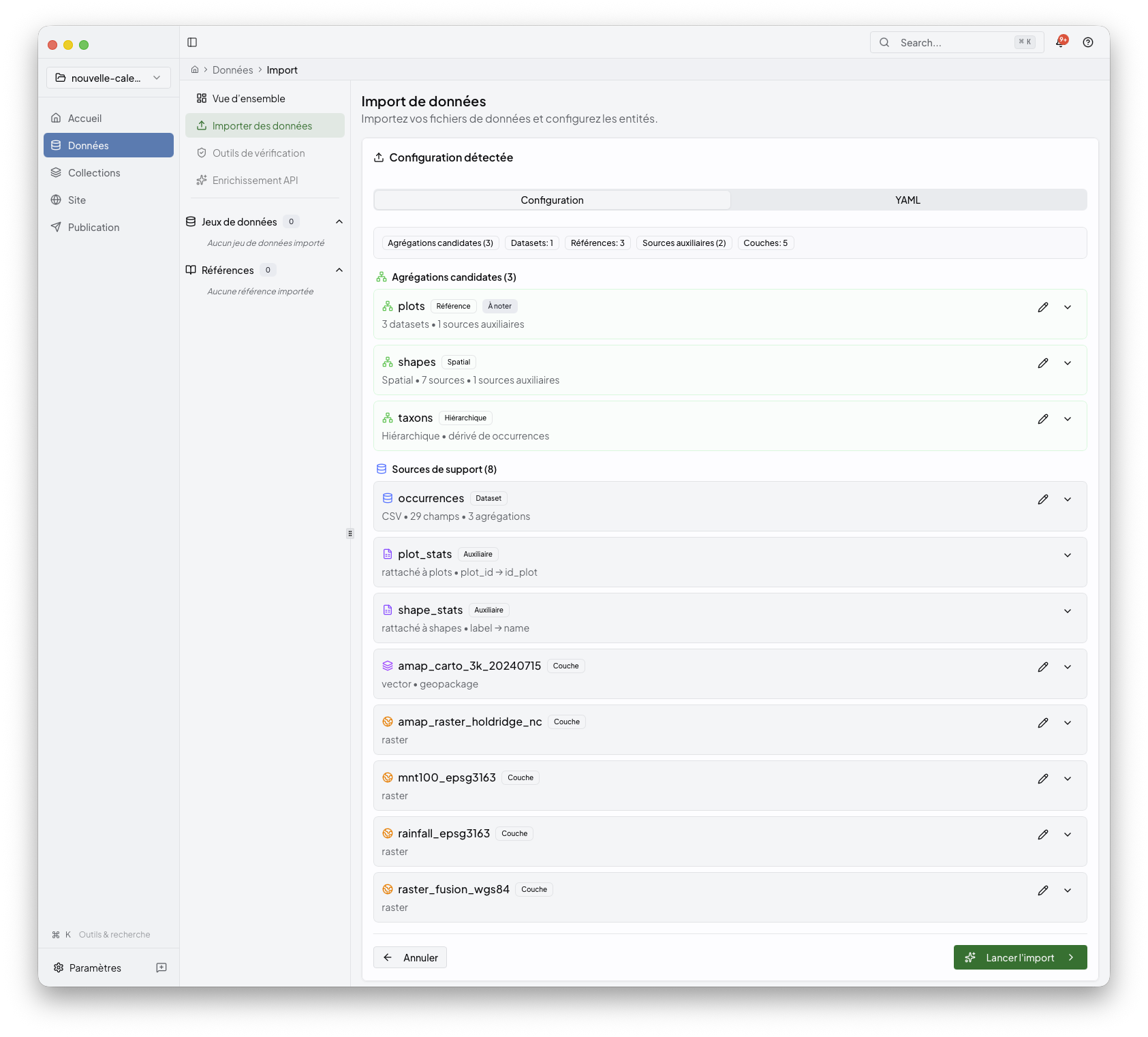 Detected import configuration