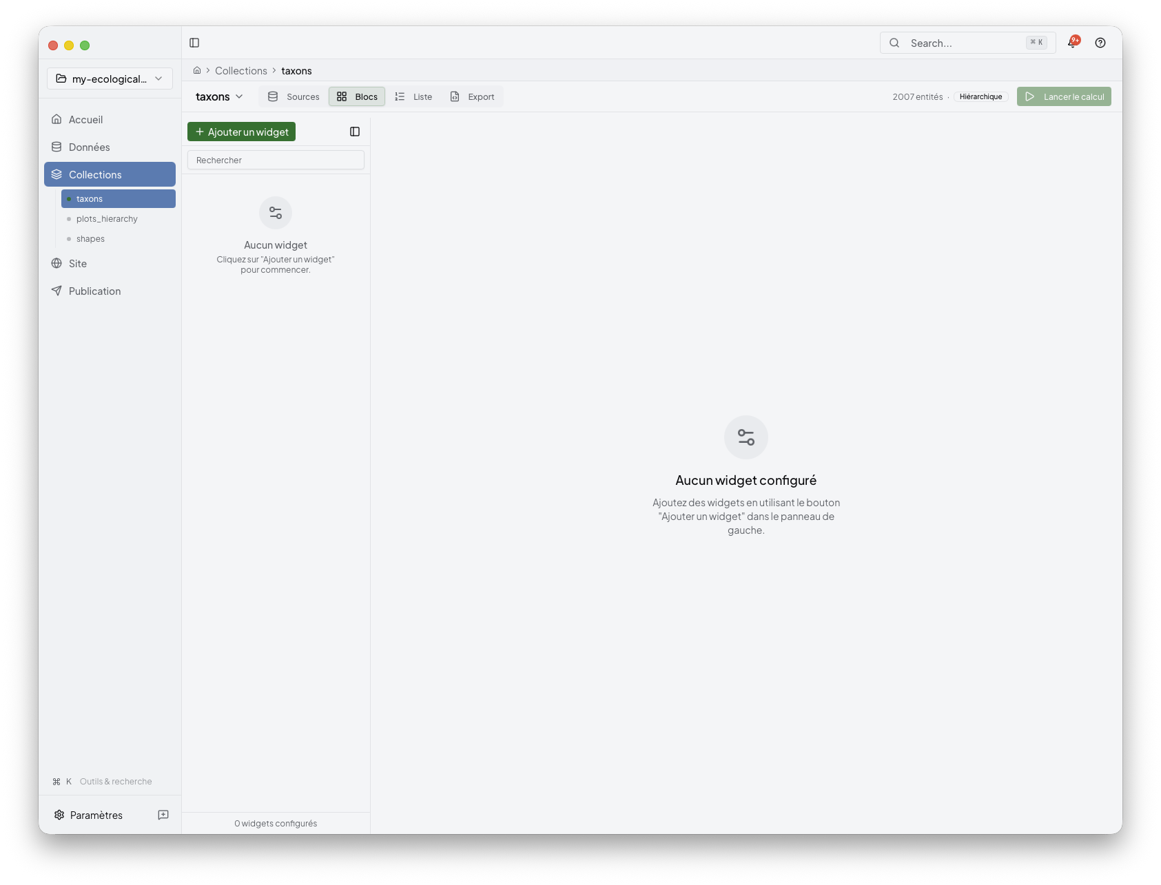 Collection page before widget setup