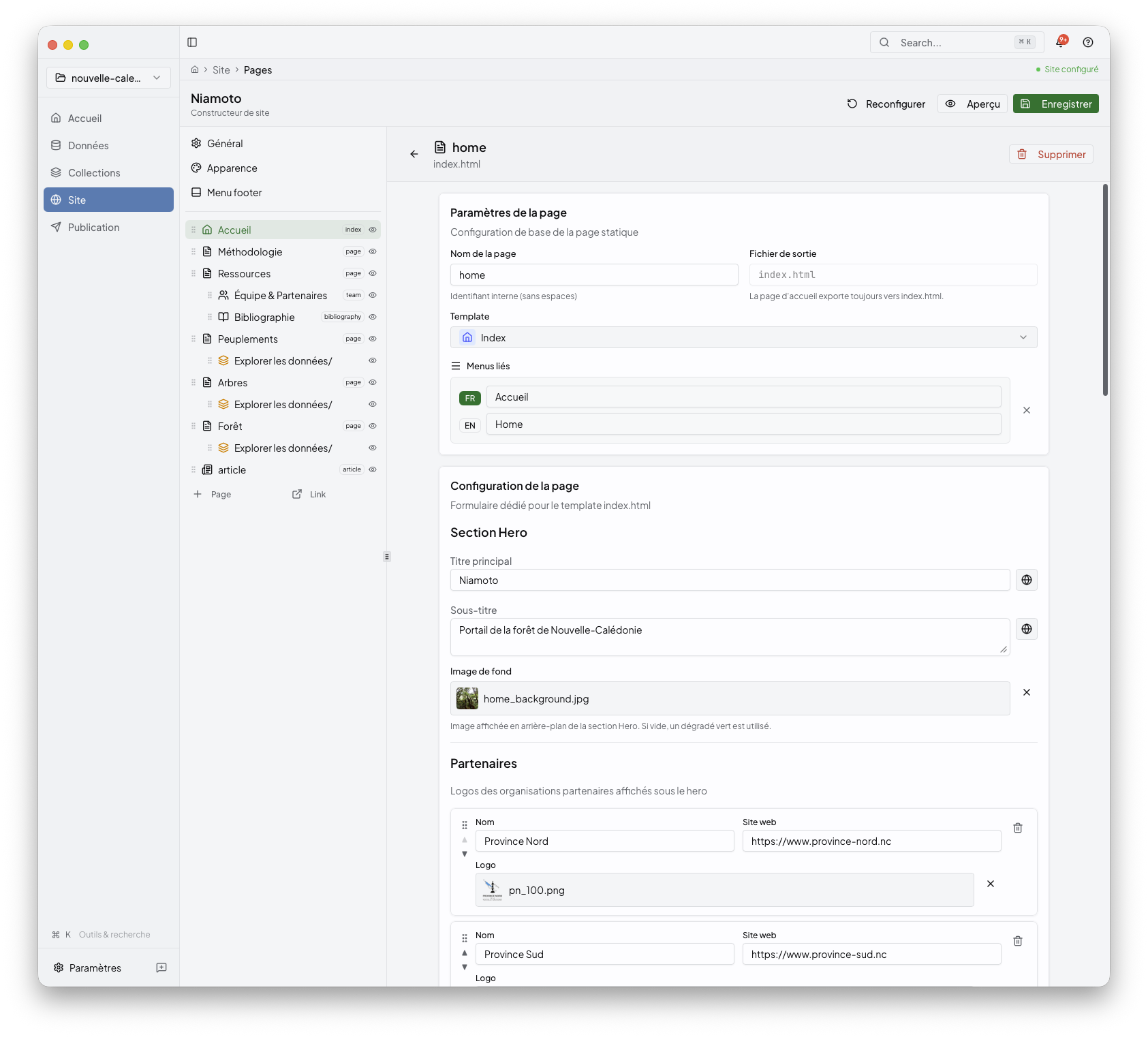 Site builder home page