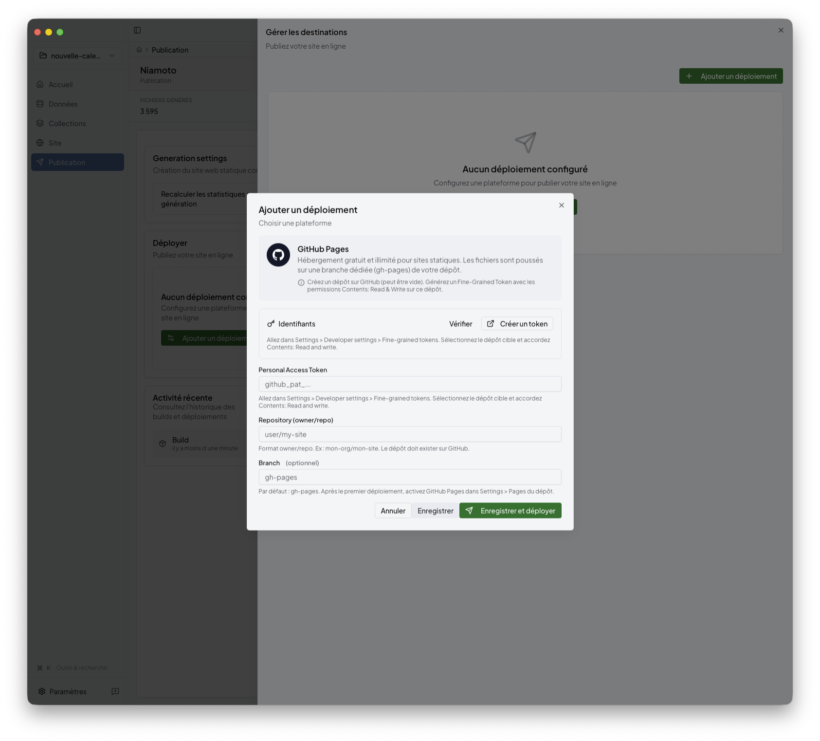 GitHub Pages configuration
