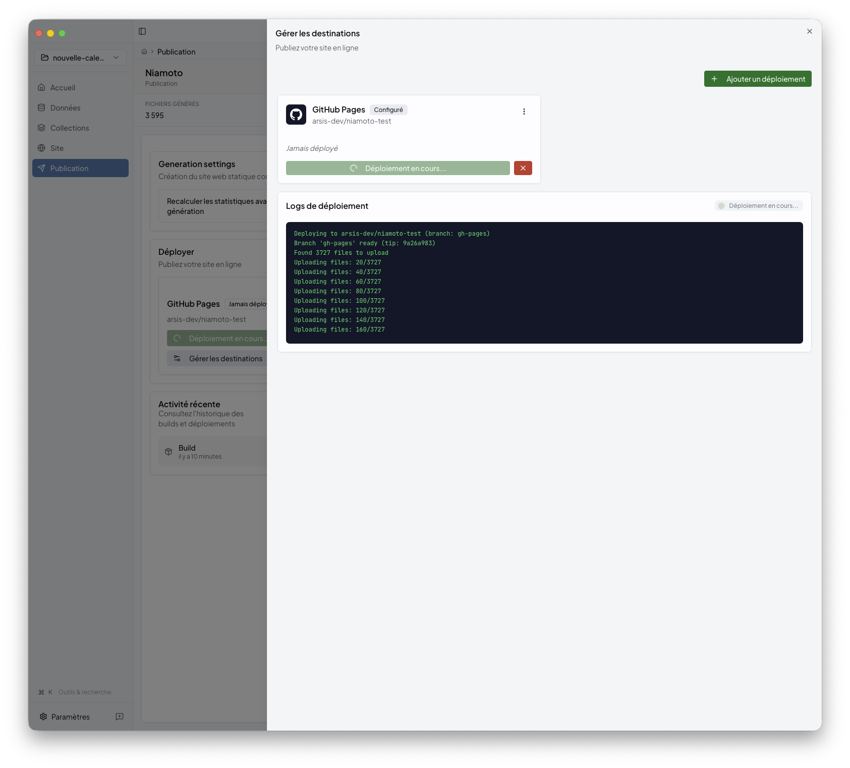 Deployment build log